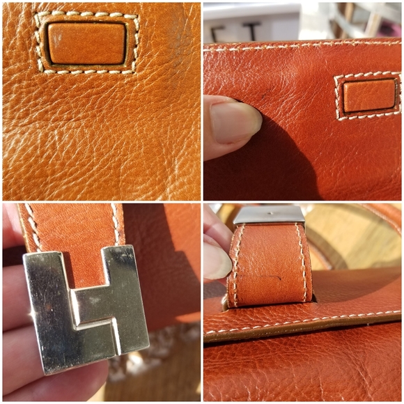 Lamberston Truex camel colored leather shoulder bag - Picture 10 of 15